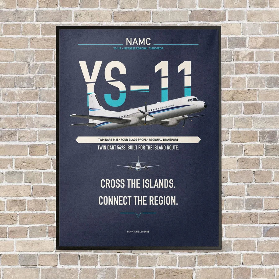 NAMC YS-11A vertical canvas print - framed - navy blue background