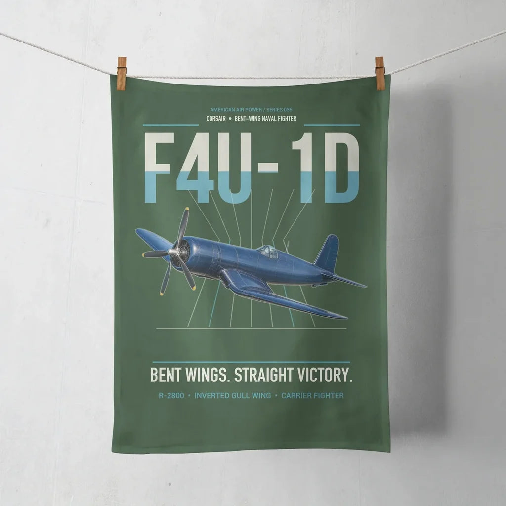 F4U-1D Corsair design on dark green towel