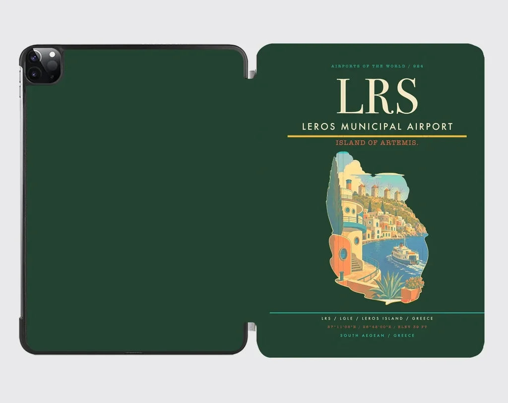 Leros Municipal Airport (LRS) design on dark green ipad tablet case