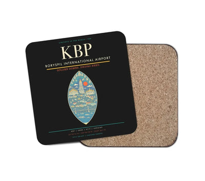 Boryspil International Airport KBP Coaster 1-Piece - Black