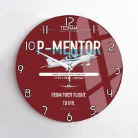 Thumbnail for Tecnam P-Mentor design on dark red no frame wall clock