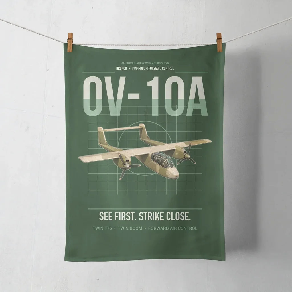 OV-10A Bronco design on dark green towel