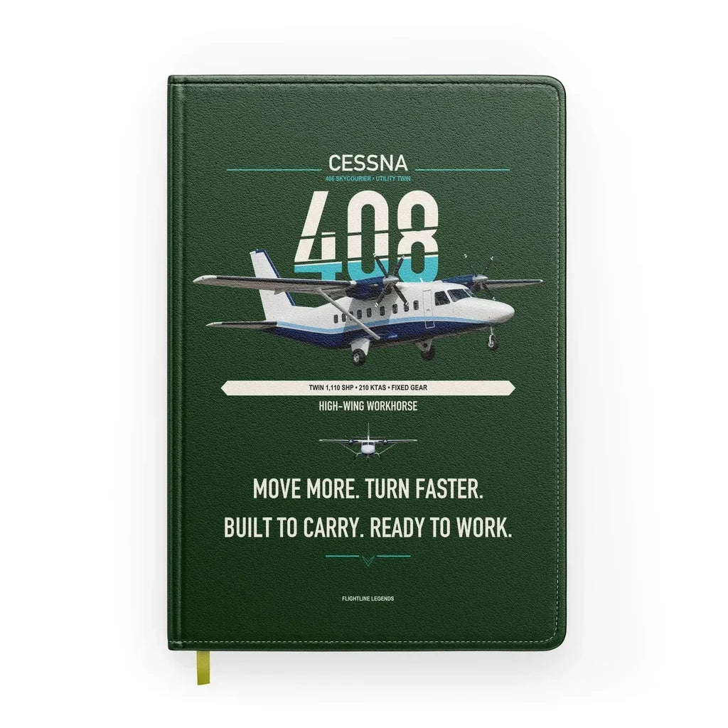 Cessna 408 SkyCourier design on dark green notebook