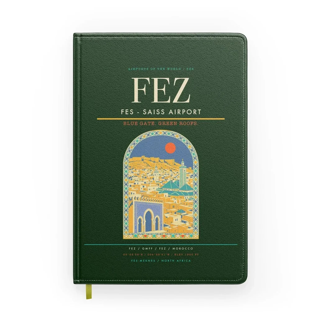 Fes (FEZ) design on dark green notebook