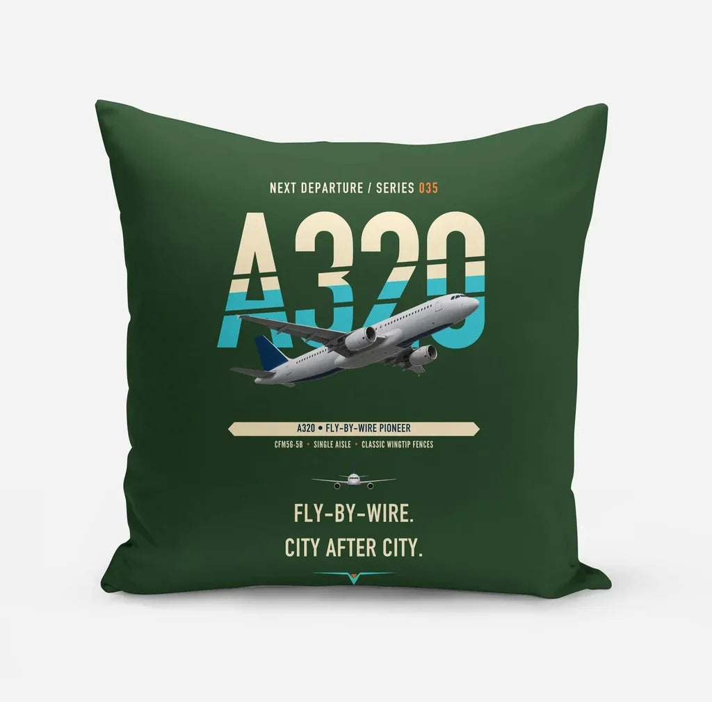 Airbus A320 design on dark green pillow