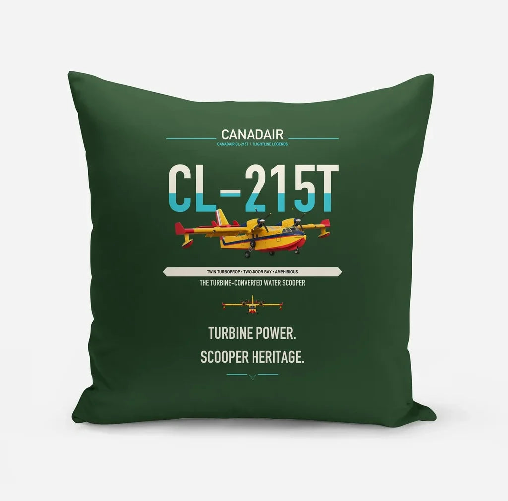 Canadair CL-215T design on dark green pillow