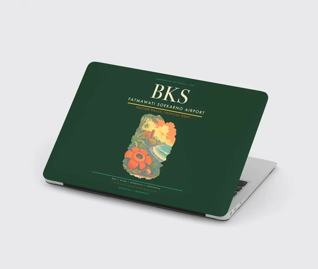 Fatmawati Soekarno Airport (BKS) design on dark green MacBook case