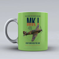 Thumbnail for Hawker Hurricane Mk I design on light green ceramic mug, double-side print