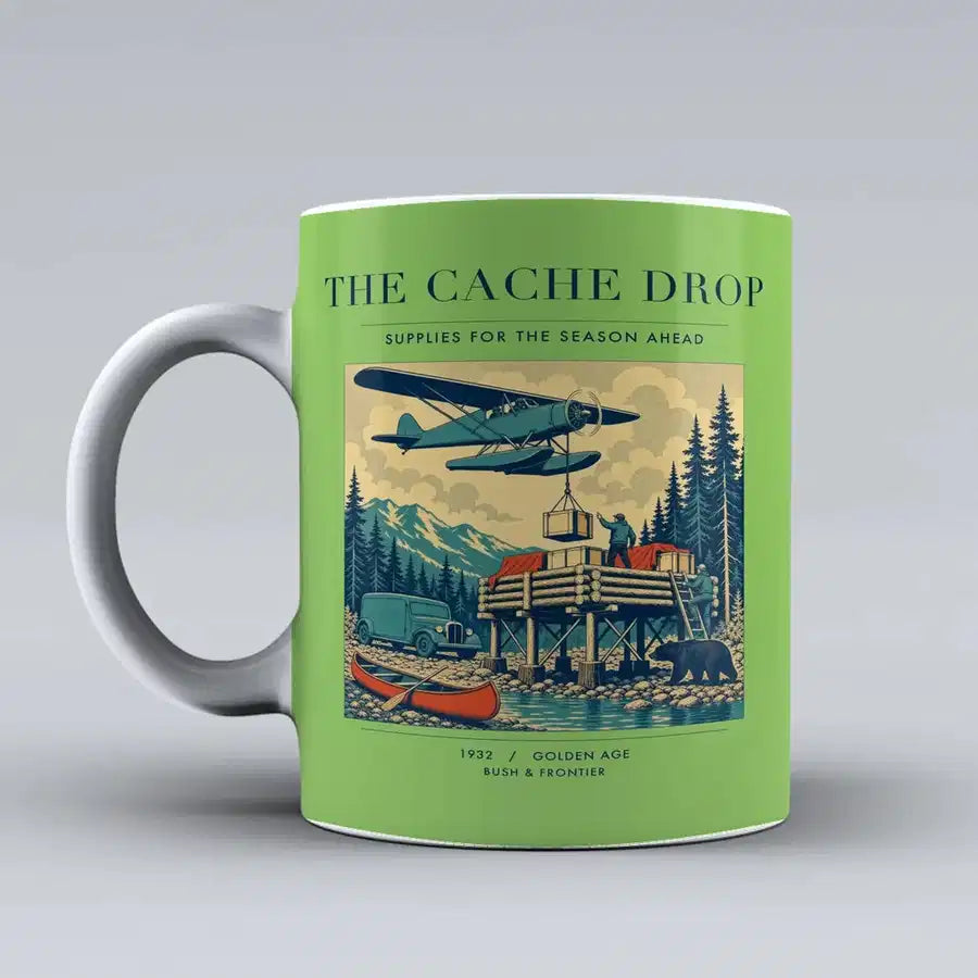 VINTAGE G4283 - The Cache Drop - Ceramic Mug design on lightgreen