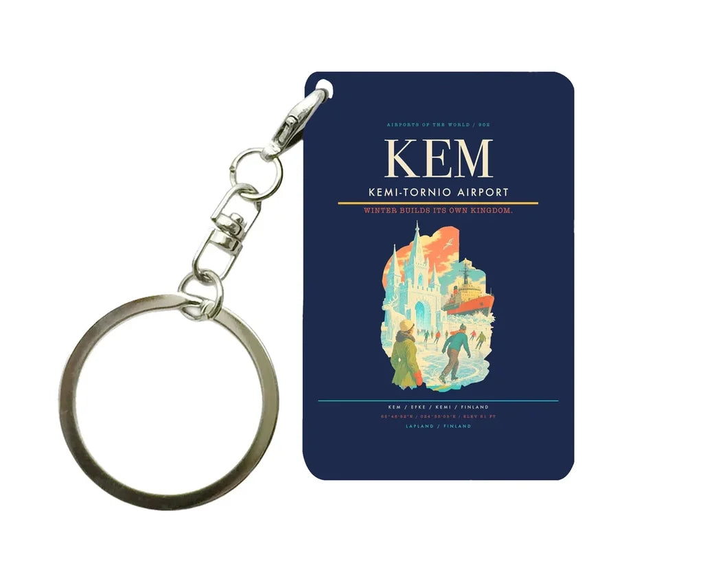 Kemi-Tornio Airport (KEM) design on navy blue key chain