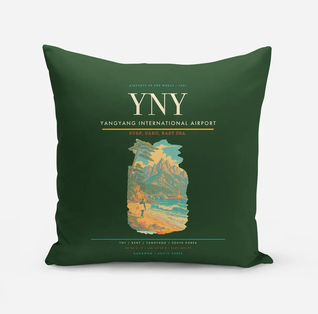 Yangyang International Airport (YNY) design on dark green pillow