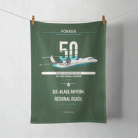 Thumbnail for Fokker 50 design on dark green towel