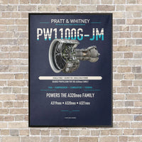 Thumbnail for PW1100G-JM vertical canvas print - framed - navy blue background
