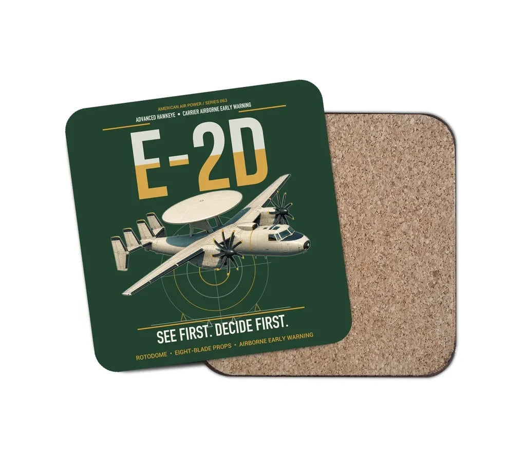 E-2D Advanced Hawkeye design on dark green 1 piece coaster
