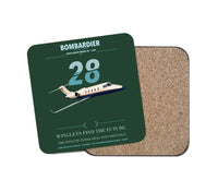Thumbnail for Bombardier Learjet 28 design on dark green 1 piece coaster