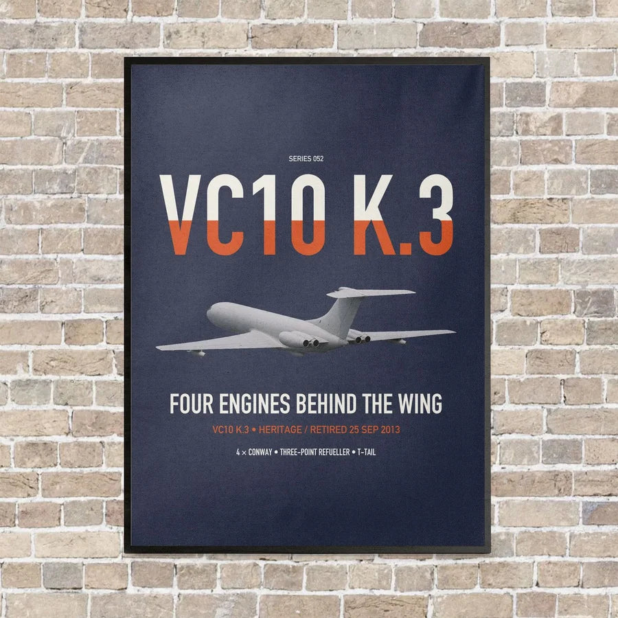 Vickers VC10 K.3 vertical canvas print - framed - navy blue background