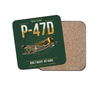 Thumbnail for P-47D Thunderbolt Razorback design on dark green 1 piece coaster