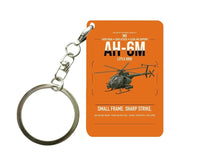 Thumbnail for MD AH-6M Little Bird design on orange designed key chain, double-side print