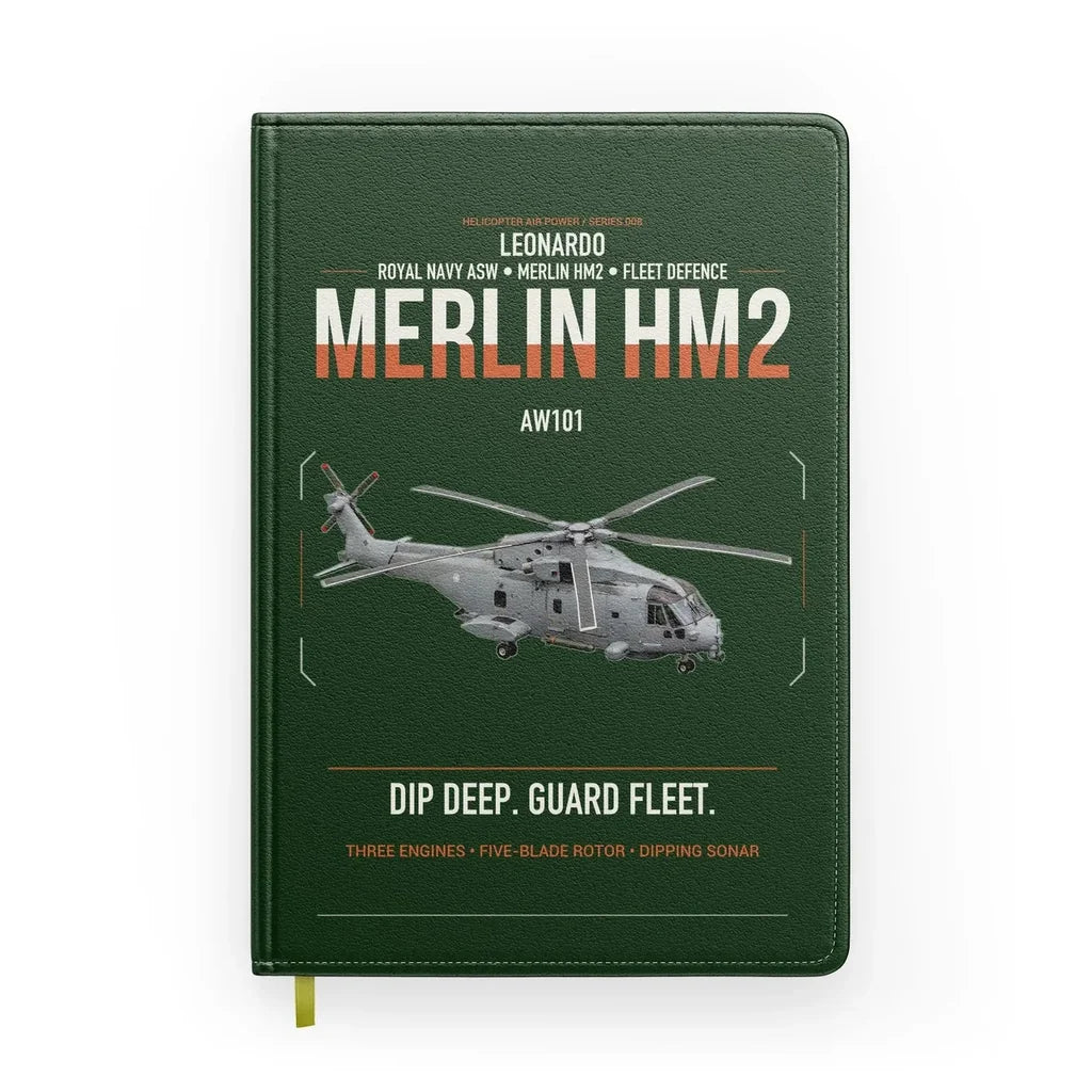 Leonardo AW101 Merlin HM2 design on dark green notebook