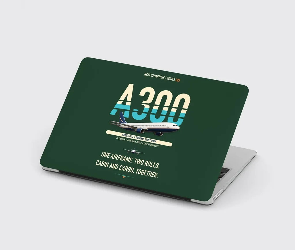 Airbus A300C4-203 design on dark green MacBook case