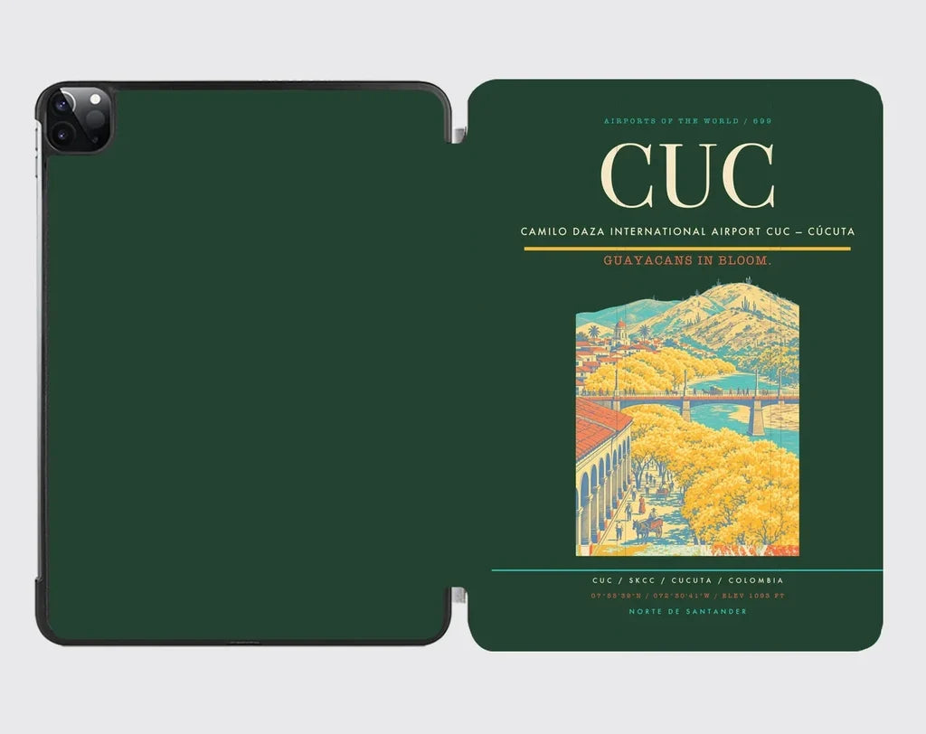 Camilo Daza International Airport (CUC) design on dark green ipad tablet case