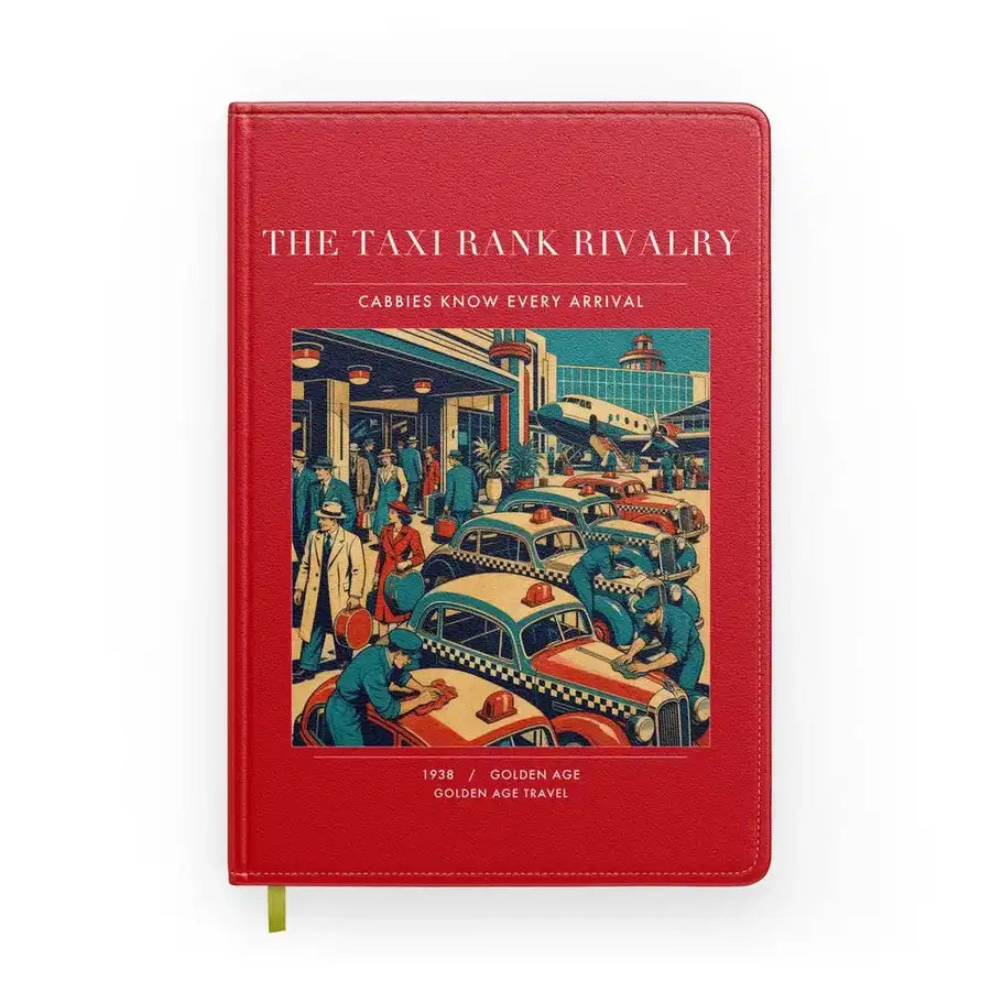 VINTAGE G4376 - The Taxi Rank Rivalry - Designed Notebooks design on red