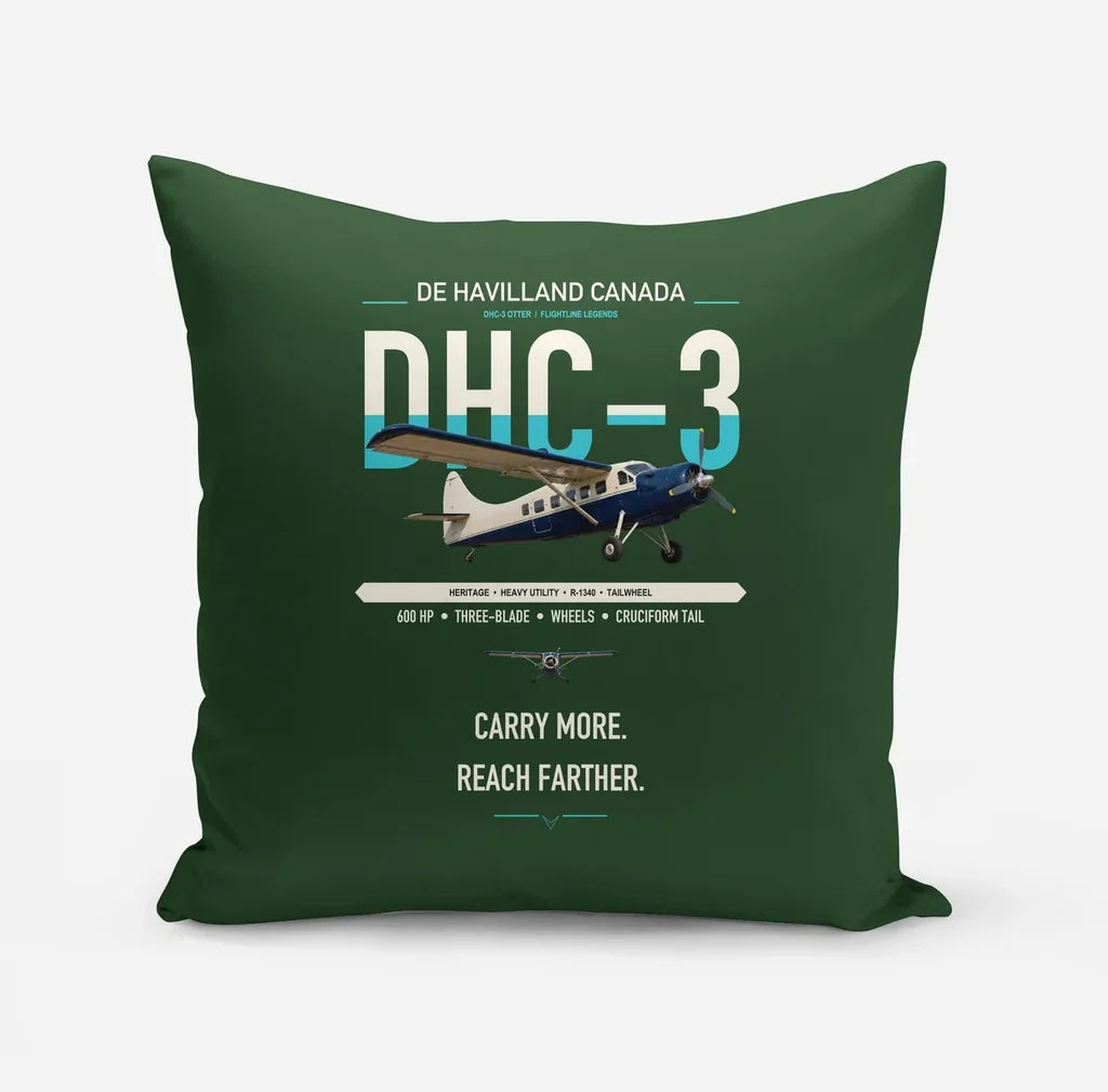 DHC-3 Otter design on dark green pillow