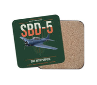 Thumbnail for SBD-5 Dauntless design on dark green 1 piece coaster