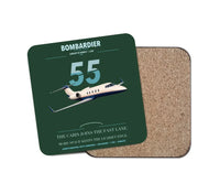 Thumbnail for Bombardier Learjet 55 design on dark green 1 piece coaster