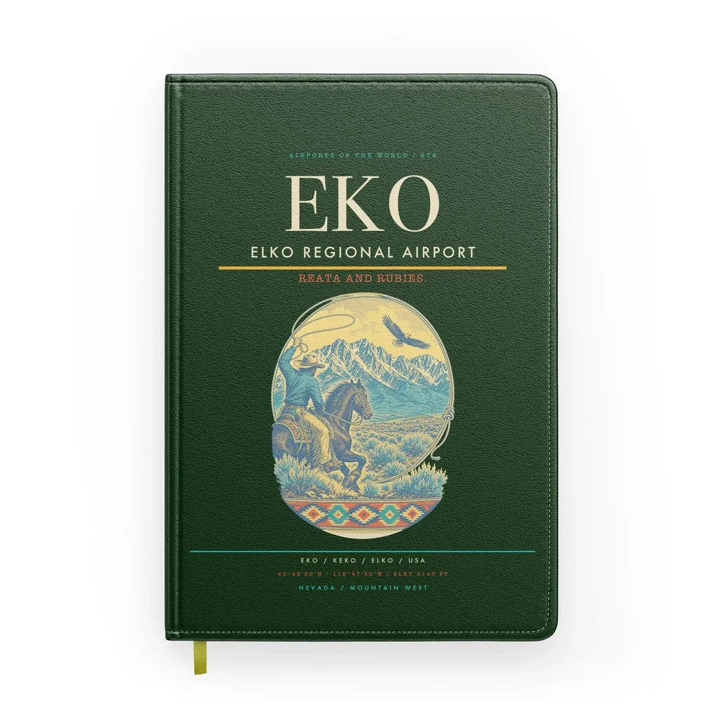 Elko Regional Airport (EKO) design on dark green notebook