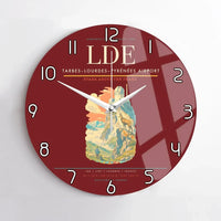 Thumbnail for Tarbes–Lourdes–Pyrénées Airport (LDE) design on dark red no frame wall clock