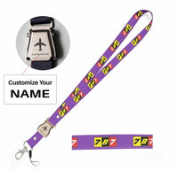Thumbnail for Flat Colourful 787 seat belt lanyard - purple with name