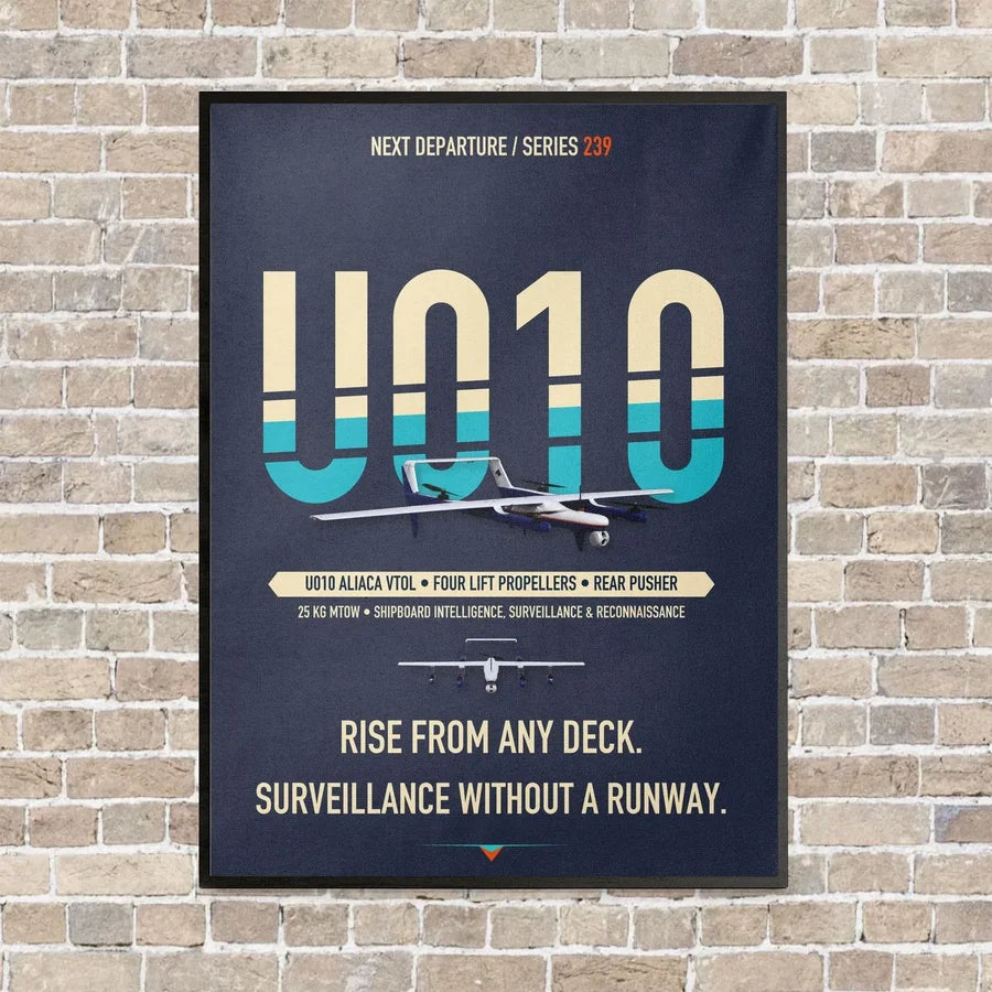Airbus U010 Aliaca VTOL vertical canvas print - framed - navy blue background