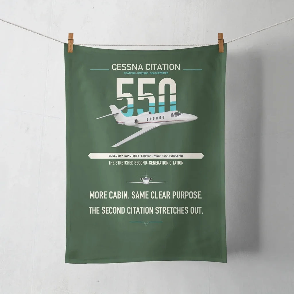 Cessna Citation 550 - Citation II design on dark green towel