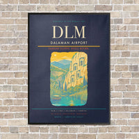 Thumbnail for Dalaman Airport DLM vertical canvas print - framed - navy blue background