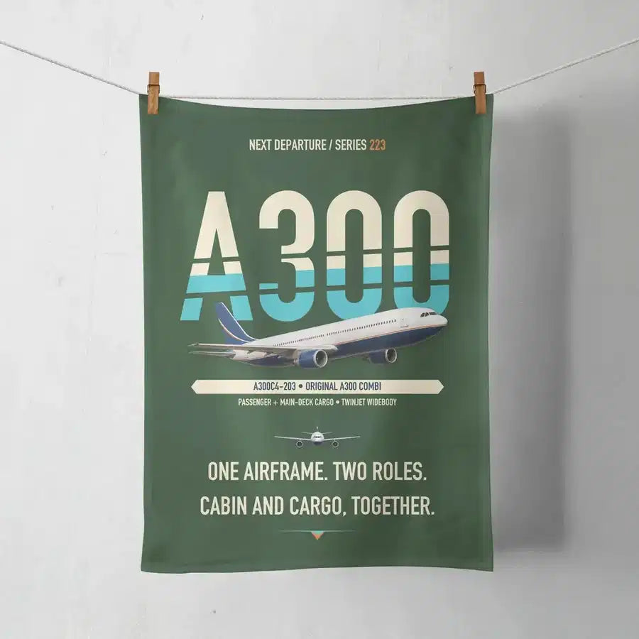 Airbus A300C4-203 design on dark green towel