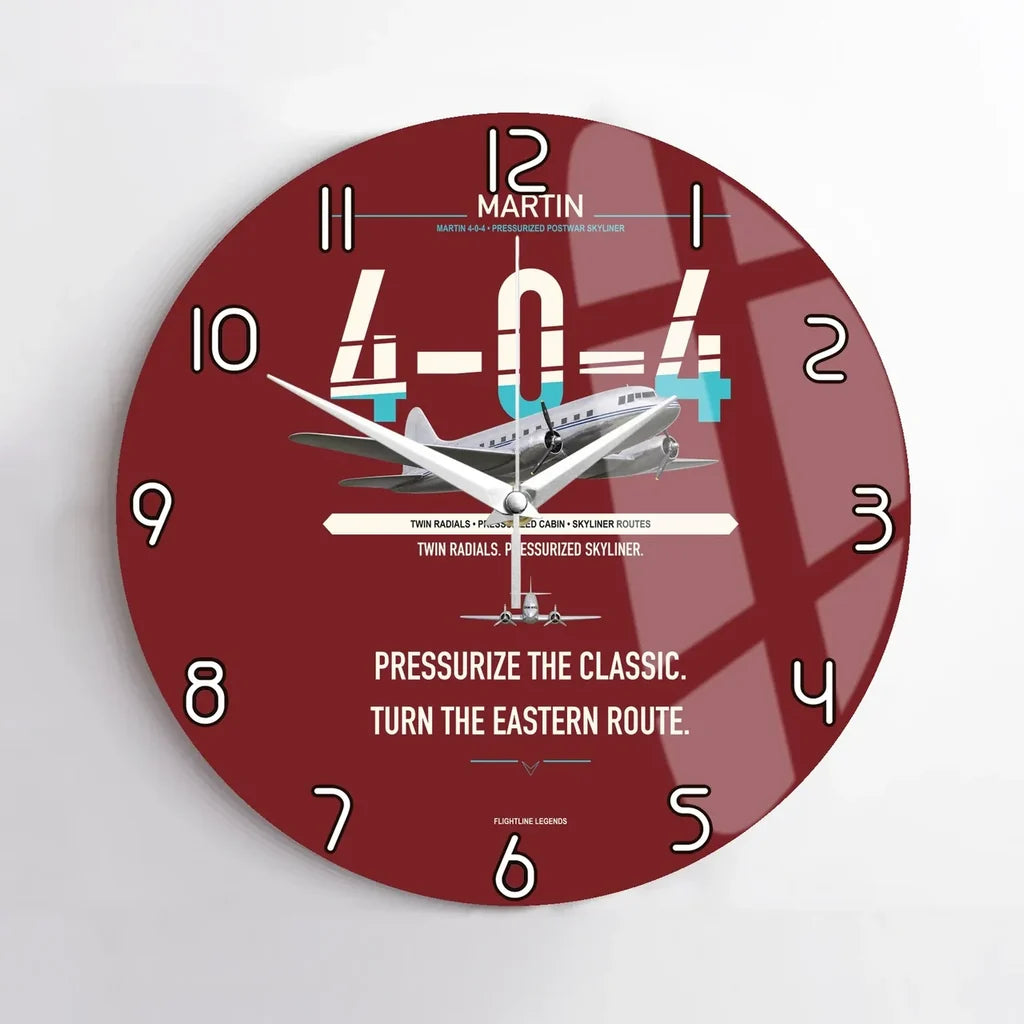Martin 4-0-4 design on dark red no frame wall clock