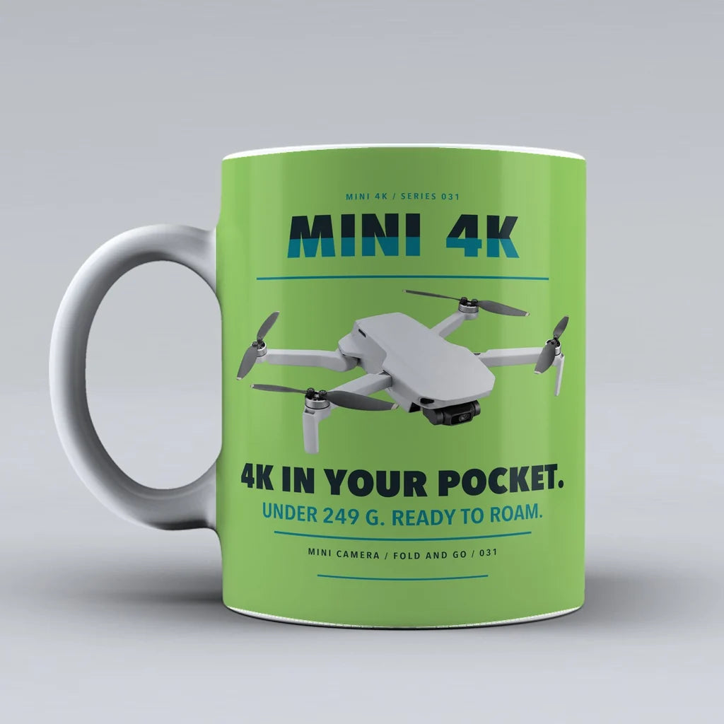 Mini 4K Mug design on light green dji
