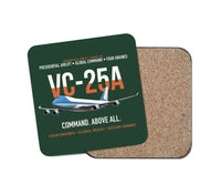 Thumbnail for VC-25A Air Force One Presidential Airlift design on dark green 1 piece coaster