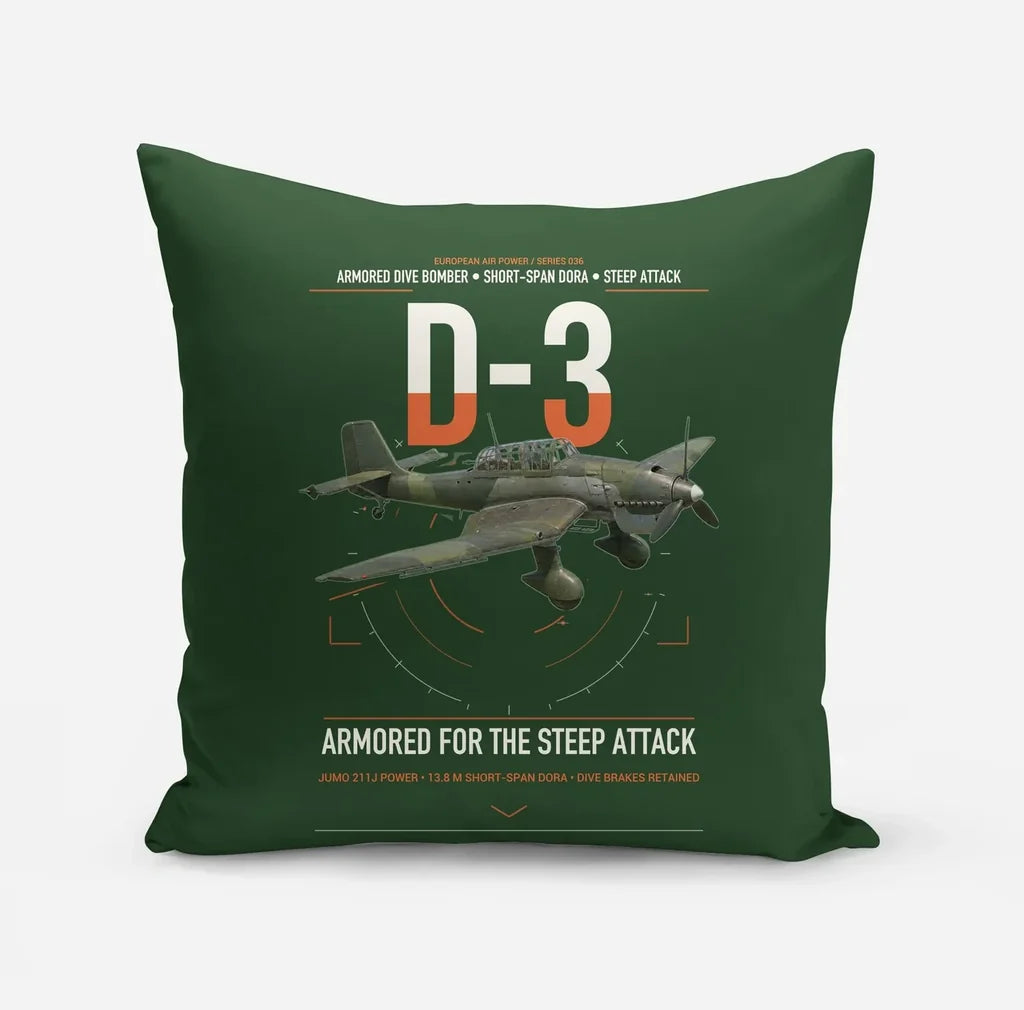 Junkers Ju 87D-3 design on dark green pillow