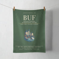 Thumbnail for Buffalo Niagara International Airport (BUF) design on dark green towel