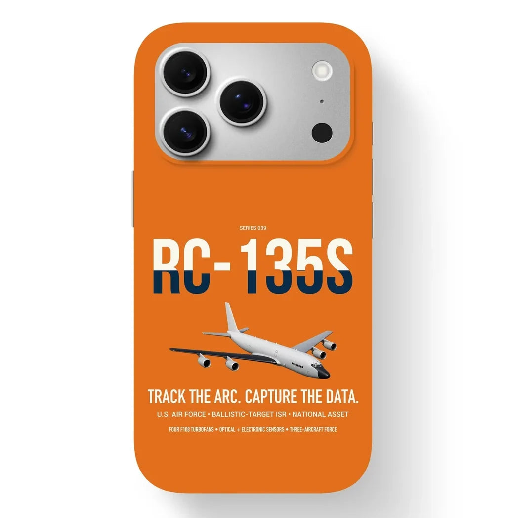 RC-135S Cobra Ball design on orange magsafe iphone case, for iPhone 17 Pro