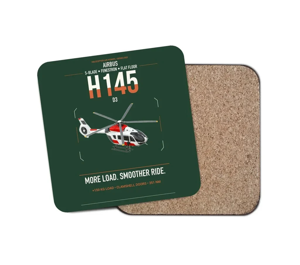 Airbus H145 D3 design on dark green 1 piece coaster