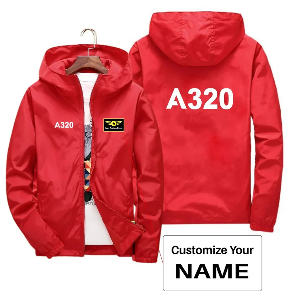 A320 Flat Text Designed Thin Windbreaker Jackets - view 13