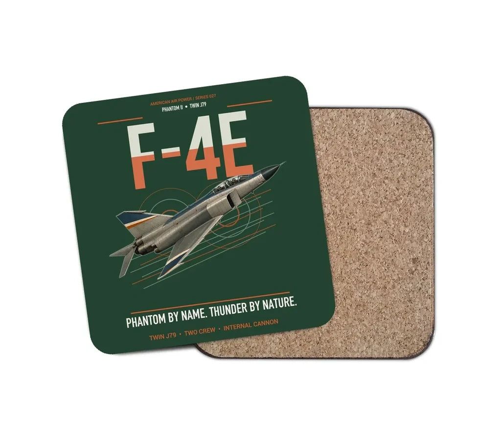 F-4E Phantom II design on dark green 1 piece coaster
