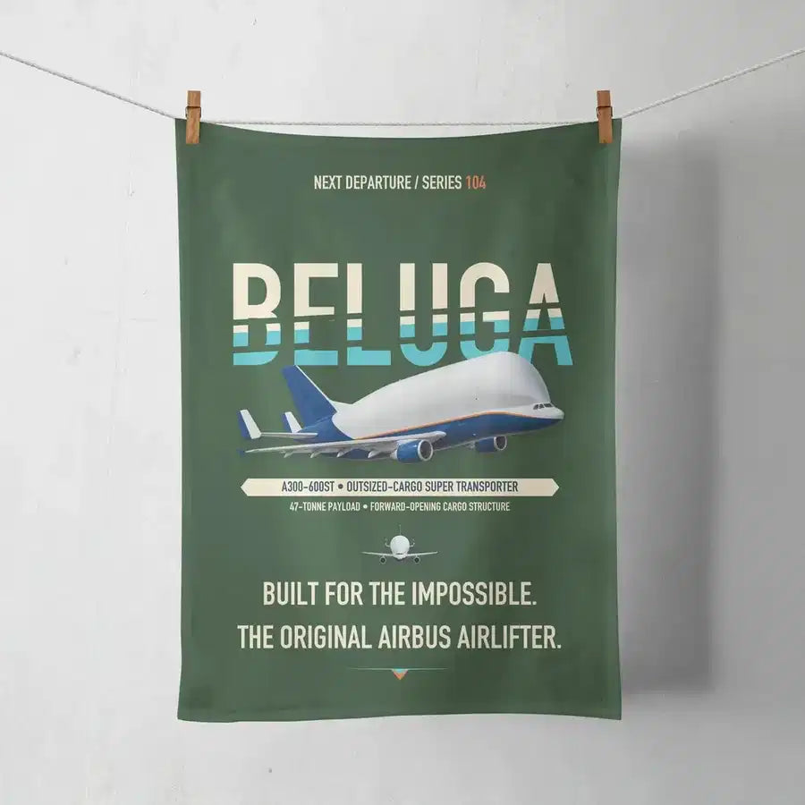 Airbus A300-600ST BelugaST design on dark green towel