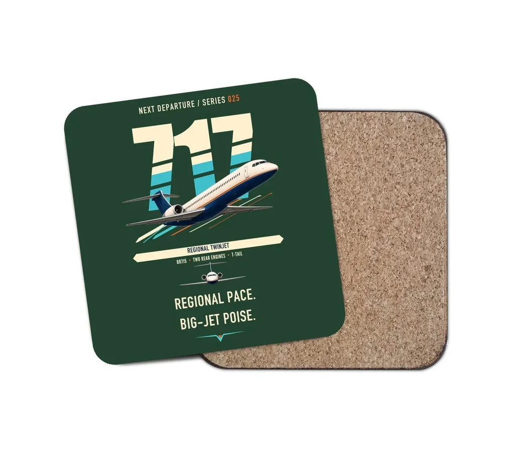 Boeing 717-200 design on dark green 1 piece coaster