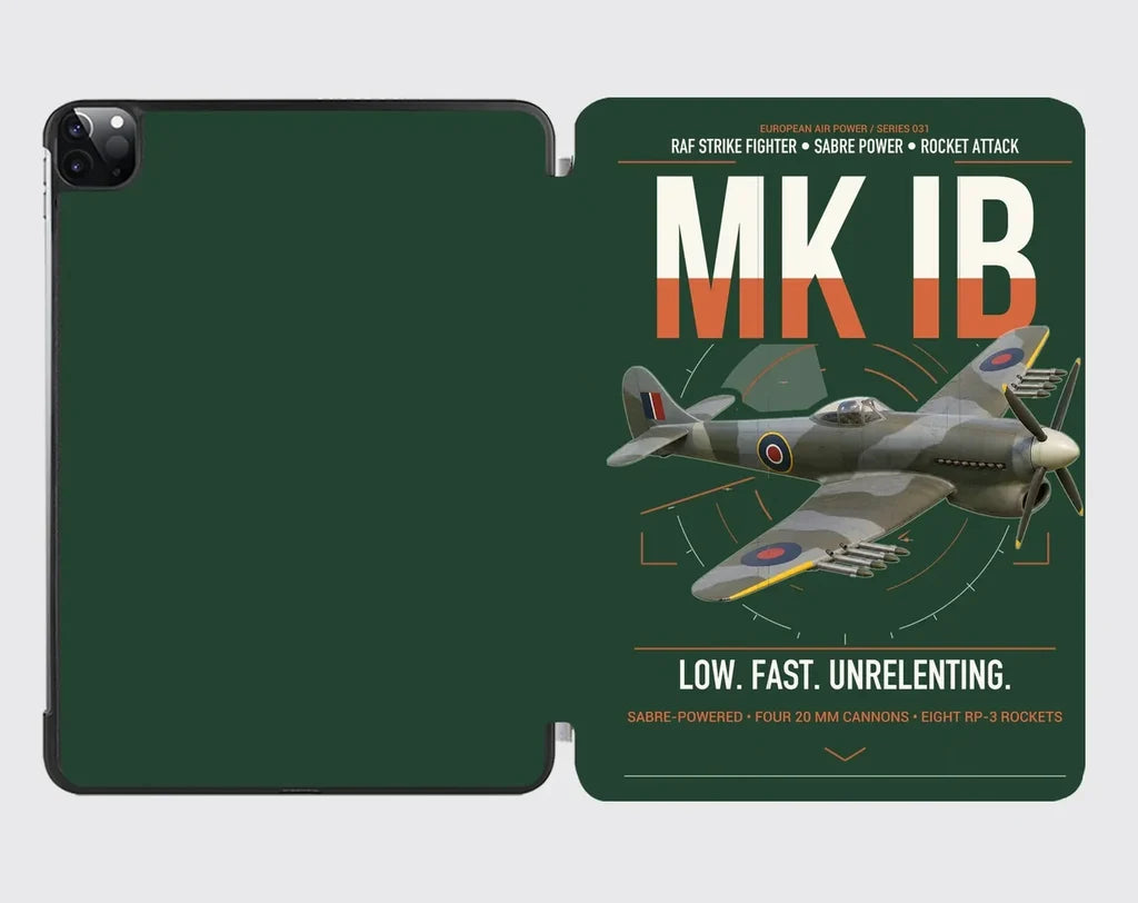 Hawker Typhoon Mk IB design on dark green ipad tablet case
