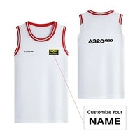 Thumbnail for A320neo & Text Designed Basketball Style Sports Tank Tops - view 13