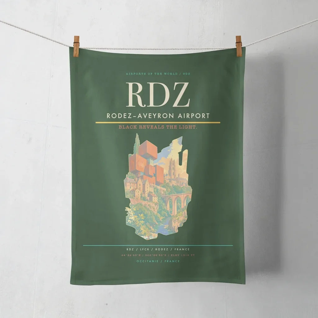 Rodez–Aveyron Airport (RDZ) design on dark green towel